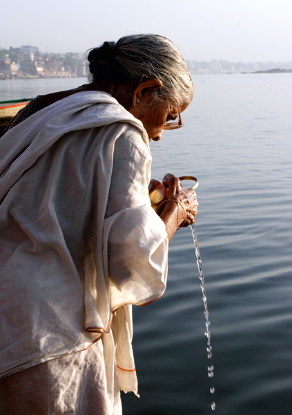 Postcard Oblation on Ganges River (2) - Varanasi, India